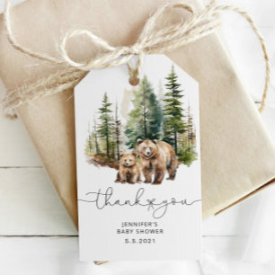 Adventure awaits bear baby shower thank you tag