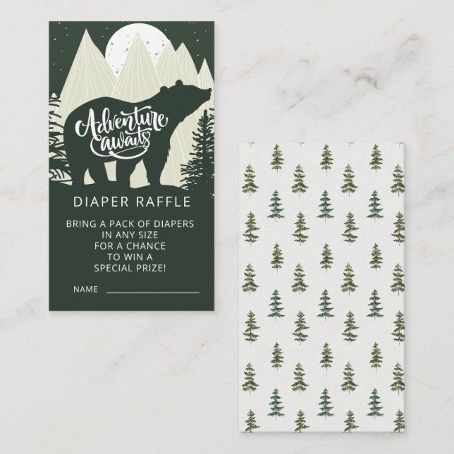 Adventure Awaits Bear Diaper Raffle Enclosure Card (Front/Back)