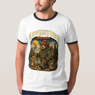 Adventure Awaits Bear Hiking Camping Vintage Graph T-Shirt