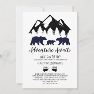 Adventure Awaits Bears Baby Shower By Mail Invitation