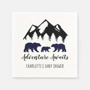 Adventure Awaits Bears Baby Shower  Napkins