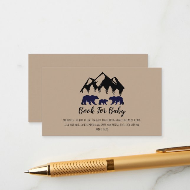 Adventure Awaits Bears Kraft Baby Book Request Enclosure Card (Front/Back In Situ)