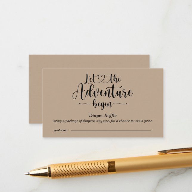 Adventure Awaits Bears Kraft Baby Diaper Raffle En Enclosure Card (Front/Back In Situ)