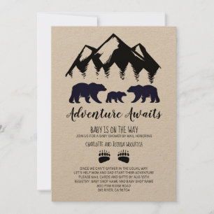 Adventure Awaits Bears Kraft Baby Shower By Mail Invitation