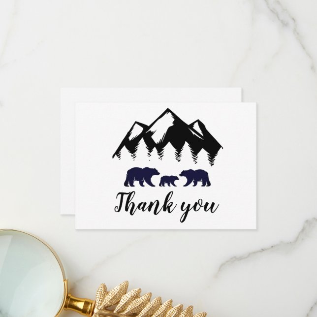 Adventure Awaits Bears Kraft Baby Shower Thank You (Front/Back In Situ)