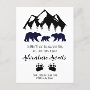 Adventure Awaits Bears Pregnancy  Announcement Pos Postcard