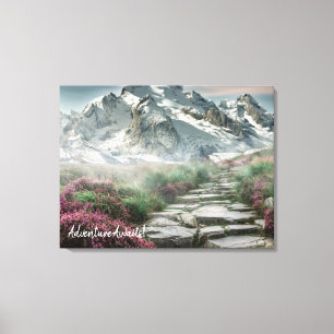 Adventure Awaits Beautiful Mountains Hiking Trail Canvas Print