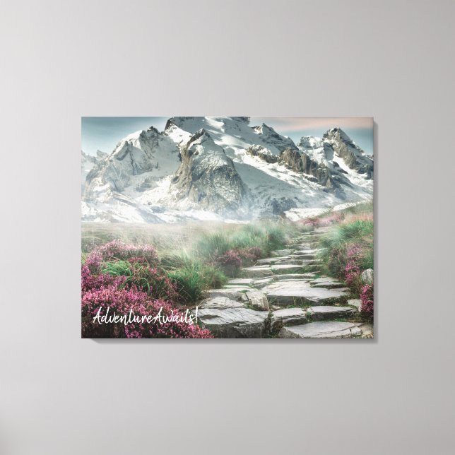 Adventure Awaits Beautiful Mountains Hiking Trail Canvas Print (Front)