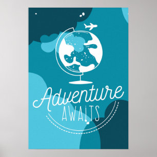 Adventure awaits blue children poster