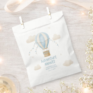 Adventure awaits blue hot air balloon baby shower favour bags