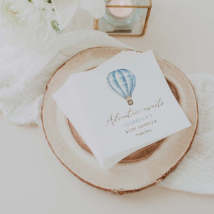 Adventure Awaits Blue Hot Air Balloon Baby Shower Napkin
