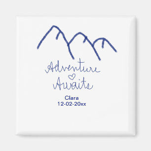 Adventure awaits blue mountain heart add name magnet