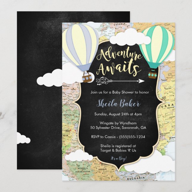 Adventure Awaits Boy Baby Shower Invitation (Front/Back)