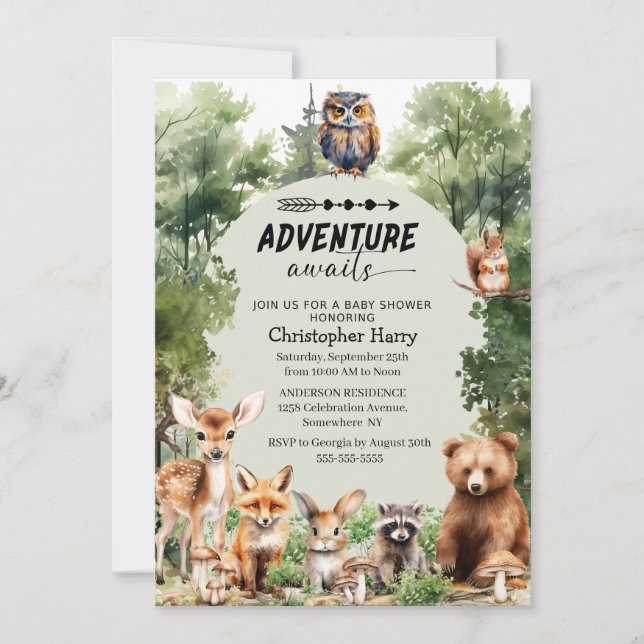 Adventure Awaits Boy Baby Shower Invitation (Front)