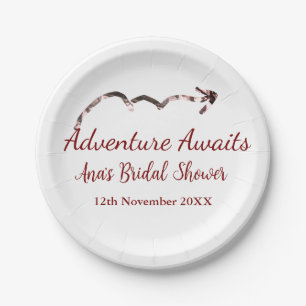 Adventure awaits bridal shower add name arrow marr paper plate