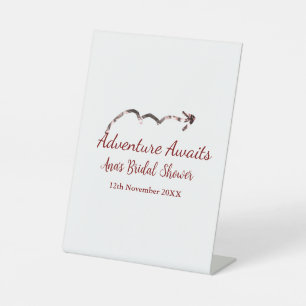 Adventure awaits bridal shower add name arrow marr pedestal sign