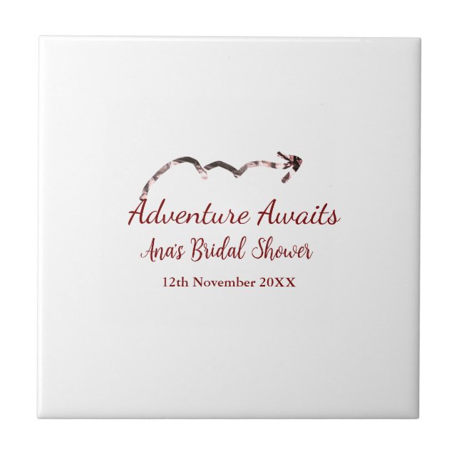 Adventure awaits bridal shower add name arrow marr tile (Front)