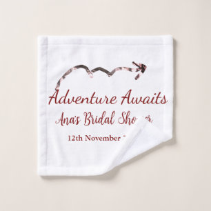 Adventure awaits bridal shower add name arrow marr wash cloth