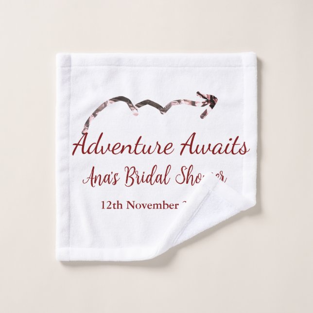 Adventure awaits bridal shower add name arrow marr wash cloth (Wash Cloth)