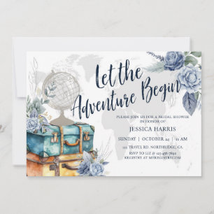 Adventure awaits Bridal shower, Travel theme  Invitation