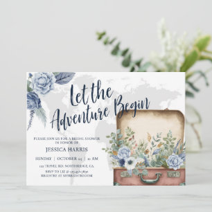 Adventure awaits Bridal shower, Travel theme  Invitation