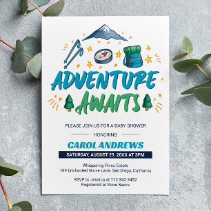 Adventure Awaits Camping Baby Shower Invitation