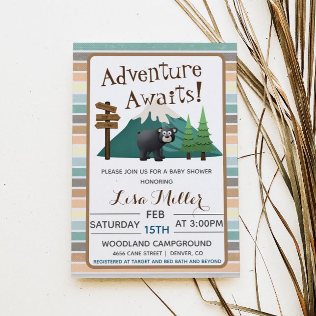 Adventure Awaits Camping Baby Shower Invitation (Creator Uploaded)