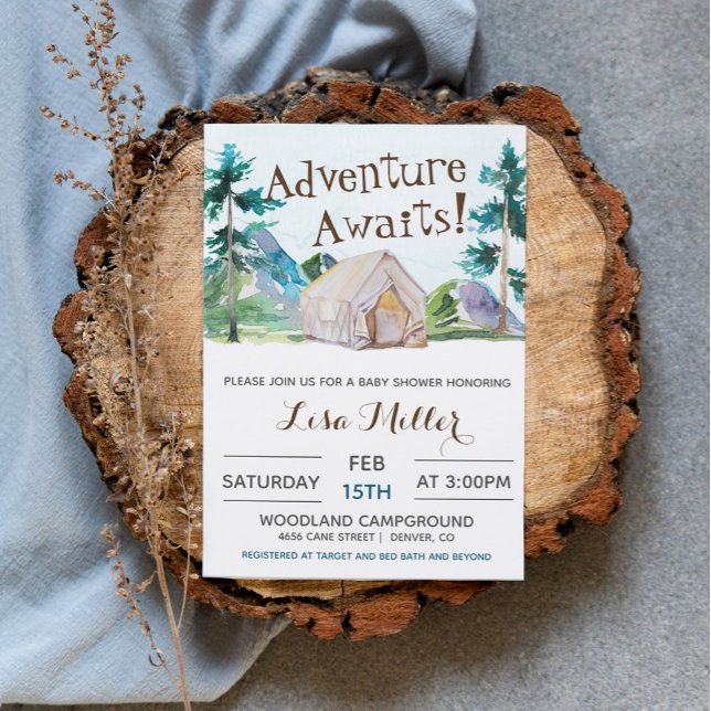 Adventure Awaits Camping Baby Shower Invitation (Creator Uploaded)