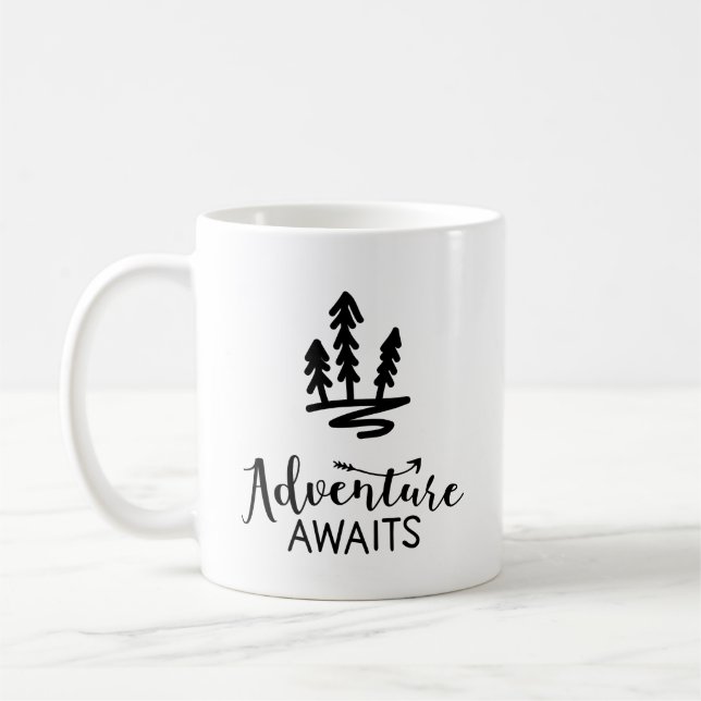 Adventure Awaits Camping Forest  Coffee Mug (Left)