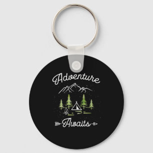 Adventure Awaits Camping Hiking Outdoor Travel Shi Key Ring