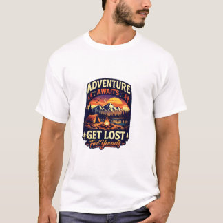 Adventure Awaits Camping & Mountain Graphic T-Shir T-Shirt