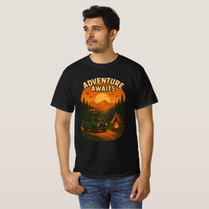 Adventure Awaits Camping T-Shirt   Hiking, Travel