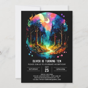 Adventure Awaits Chic Into the Woods Birthday Invitation
