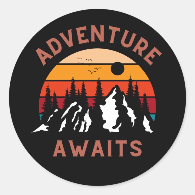 Adventure Awaits Classic Round Sticker (Front)