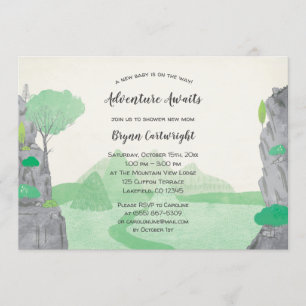 Adventure Awaits Cliffs and Mountains Baby Shower Invitation
