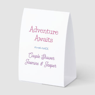 adventure awaits couple shower name date pink blue