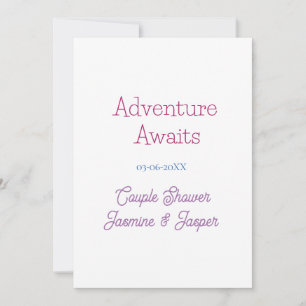 adventure awaits couple shower name date pink blue invitation