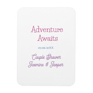 adventure awaits couple shower name date pink blue magnet