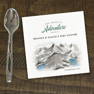 Adventure Awaits Couples Baby Shower Mountains Napkin