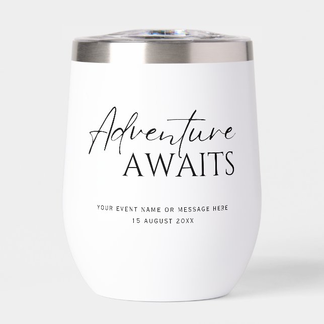 Adventure awaits, custom black and white (Front)