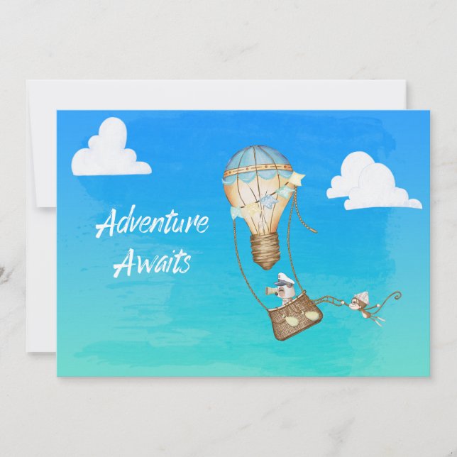 Adventure Awaits Cute Animals Personalised  Invitation (Front)
