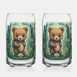 Adventure Awaits: Cute Bear Backpack Can Glass