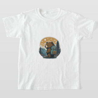 Adventure Awaits: Cute Bear Backpack T-Shirt Desig