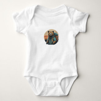 Adventure Awaits: Cute Bear Backpack T-Shirt Desig Baby Bodysuit