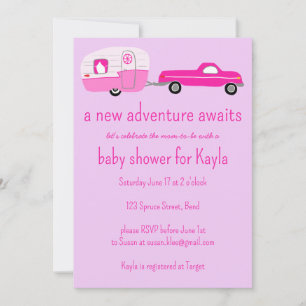Adventure Awaits Cute Truck & Trailer BABY SHOWER Invitation