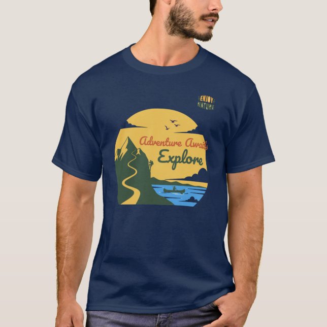 Adventure Awaits: Explore & Enjoy Nature T-Shirt (Front)