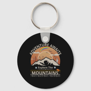 "Adventure Awaits-Explore the mountains" design Key Ring