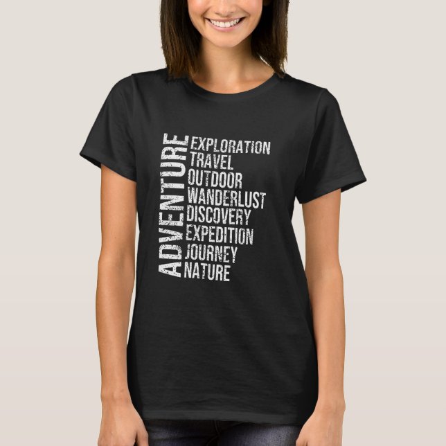 ADVENTURE AWAITS Explore the World in Style T-Shirt (Front)