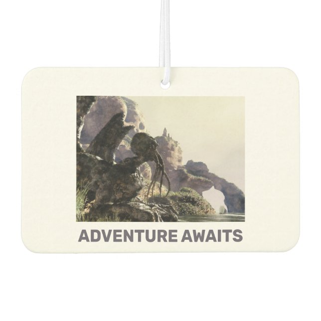 Adventure Awaits. Fantasy landscape Car Air Freshener (Front)