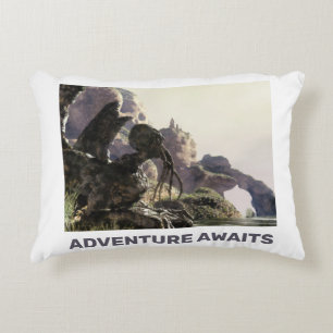 Adventure Awaits. Fantasy landscape Decorative Cushion